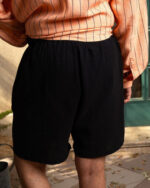 Male Black Crinkled Shorts - Image 4