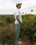 Male Wide-leg Yellow Tint Washed Jeans - Image 2
