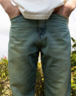 Male Wide-leg Yellow Tint Washed Jeans - Image 4