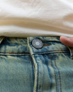 Male Wide-leg Yellow Tint Washed Jeans - Image 5