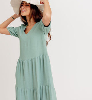 Mint Ruffled Midi Dress