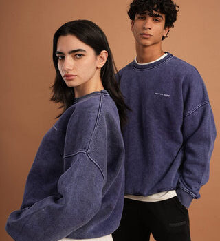 Navy Blue Washed Crewneck