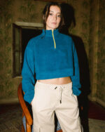 Navy Cropped Polar Sweater - Image 3
