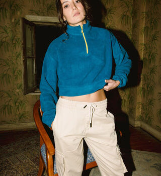 Navy Cropped Polar Sweater