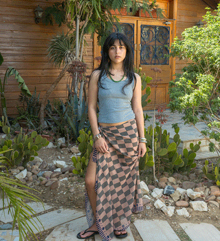 Olive Checks Maxi Flowy Wrap