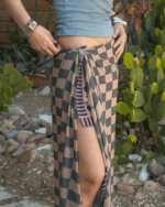 Olive Checks Maxi Flowy Wrap - Image 2