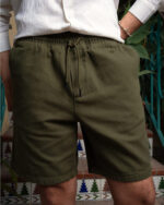 Olive Gabardine Shorts - Image 2