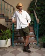 Olive Gabardine Shorts