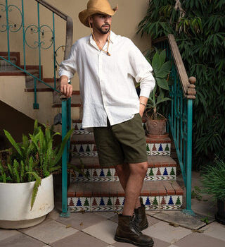 Olive Gabardine Shorts