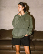 Olive Green Acid Washed Hoodie - Image 2