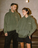 Olive Green Acid Washed Hoodie