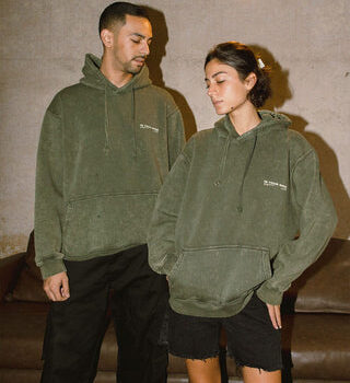 Olive Green Acid Washed Hoodie