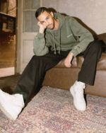 Olive Green Acid Washed Hoodie - Image 3
