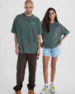 Olive Green Acid Washed Oversized Tee