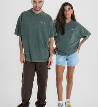 Olive Green Acid Washed Oversized Tee