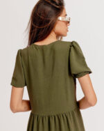 Olive Green Ruffled Midi Dress - Image 2