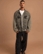 Olive Oversized Denim Jacket - Image 3