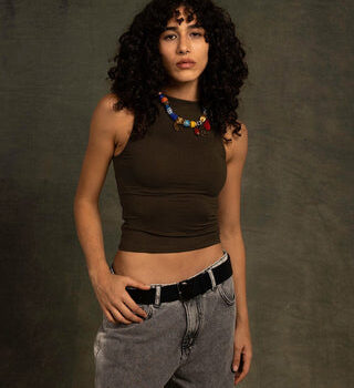 Olive Sleeveless Cropped Top