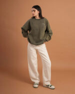 Olive Washed Crewneck - Image 3