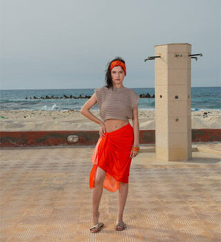 Orange Maxi Flowy Wrap