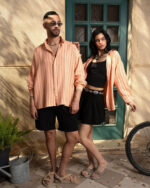 Orange Striped Linen Shirt