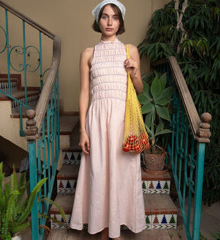 Orange Striped Sleeveless Dress