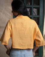 Pastel Orange Cropped Camp Shirt - Image 3