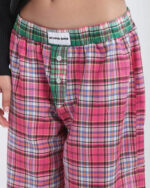Pink Black Multicolor Plaid Boxer Pants - Image 3