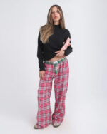 Pink Black Multicolor Plaid Boxer Pants - Image 5