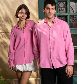 Pink Boyfriend Linen Shirt