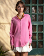Pink Boyfriend Linen Shirt - Image 3