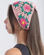 Pink Crochet Flower Bandana - Image 3