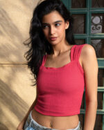 Pink Cropped Square Neck Top - Image 2