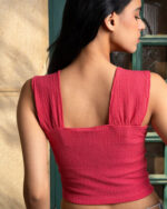 Pink Cropped Square Neck Top - Image 3