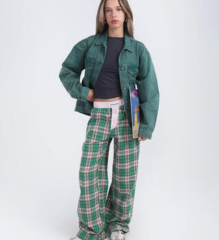 Pink Green Multicolor Plaid Boxer Pants