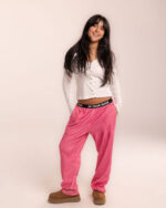 Pink Striped Fluffy Pjoys