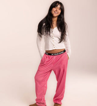 Pink Striped Fluffy Pjoys