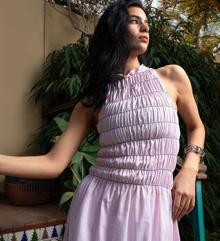 Pink Striped Sleeveless Dress