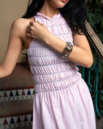 Pink Striped Sleeveless Dress - Image 3