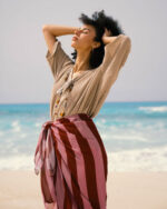 Pink Stripes Maxi Flowy Wrap