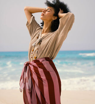 Pink Stripes Maxi Flowy Wrap