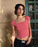 Pink Stripped Square Neck Top - Image 2