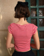 Pink Stripped Square Neck Top - Image 4