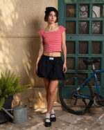 Pink Stripped Square Neck Top