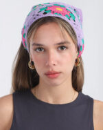 Purple Crochet Flower Bandana