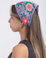 Purple Crochet Flower Bandana - Image 3