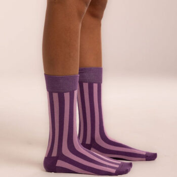 Purple Striped Retro Neck Socks