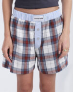 Red Blue Multicolor Plaid Boxer Shorts - Image 2