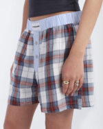 Red Blue Multicolor Plaid Boxer Shorts - Image 5