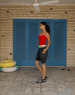 Red Double Layer Strap Top - Image 3